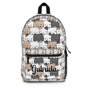 Sac à dos personnalisé chat Anime | Adorable sac chats noir marron blanc pour enfants, adolescents, cosplayers et amoureux des chats | Cadeau scolaire| Sac à dos personnalisé