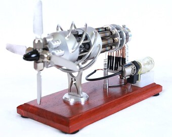 Stirling Engine Model with Propeller Display 8 Cylinder Working Model