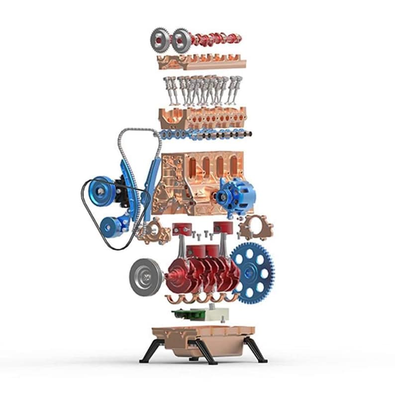 Build a V4 Engine Kit Inspired by Ferrari Car Engines With Instructions ...