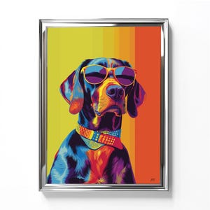 Retro Point Chic – German Shorthaired Pointer Digital Art Print | Colorful Pop Art Dog Wall Decor | Instant Download