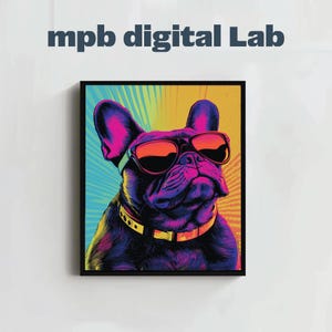 Frenchie Pop Art Print - Colorful Dog Wall Art, French Bulldog Decor, Trendy Pet Lover Gift