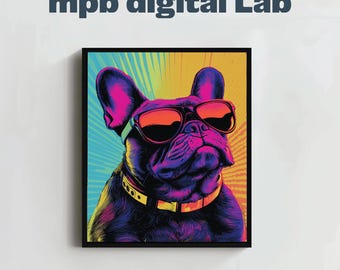 Frenchie Pop Art Print - Colorful Dog Wall Art, French Bulldog Decor, Trendy Pet Lover Gift
