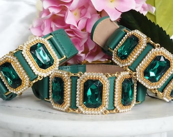 Smaragdgroene strass hondenhalsband, luxe kristallen hondenhalsband, groene glinsterende hondenhalsband voor kleine, middelgrote en grote honden, designer hondenaccessoire
