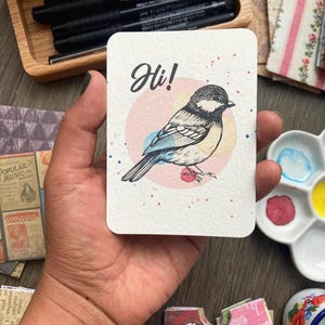 Ocho tarjetas de acuarela, incluye sobres / Tarjetas de felicitación / Mini impresiones artísticas / Postales / Tarjetas de pájaros.