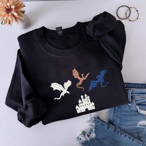 Embroidered Dragon Sweatshirt, Dragon Sweater, Fourth Wing Sweatshirt, Fantasy Reader Sweatshirt, Basgiath War