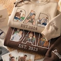 Custom Dad Sweatshirt with Photo Inside Letters, Personalized Father's Day Gift, Embroidered Faceless Portrait Hoodie, Dad Est Year Sweater