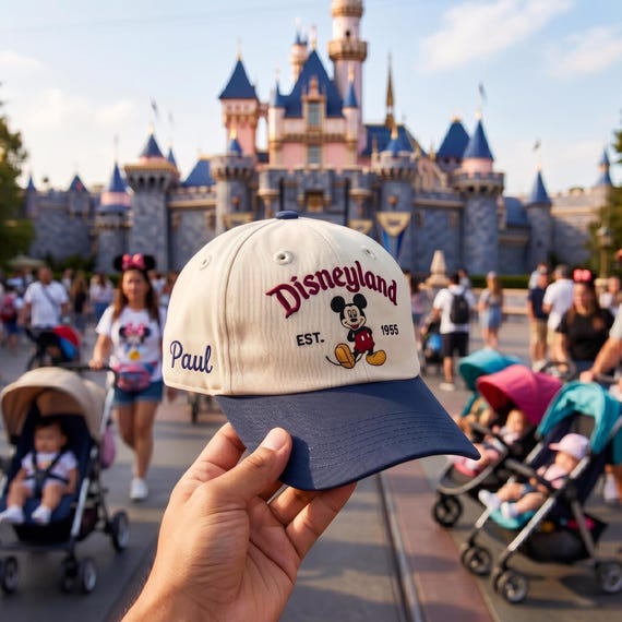 Custom Theme Park Hat, Matching Couples Vacation Caps, Embroidered Magical Trip Apparel, Personalized Name Travel Baseball Cap