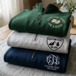 Individuell gestickter Viertel-Reißverschluss, personalisierter Pullover-Sweatshirt, benutzerdefinierter Logo-Pullover, Monogramm-Viertel-Reißverschluss, Geschäftsuniform
