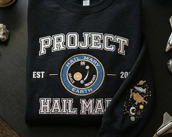 Camisa bordada del Proyecto Planeta Erid con el Ave María, camisa bordada Rocky Amaze Amaze Amaze, suéter literario de ciencia ficción y fantasía, regalo para amantes de la lectura.