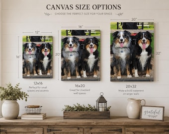 Custom Pet Portrait Canvas | Personalized Dog Cat Photo Memorial Wall Art
