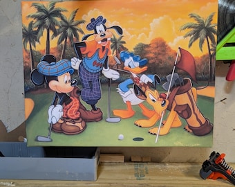 Cartoon Golf Canvas Art, Animated Sports Wall Decor, Man Cave Print