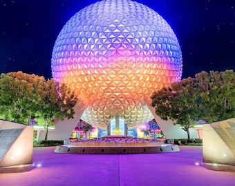 Epcot Spaceship Earth Canvas | Empty Plaza Disney Art | Magical Disney Wall Decor | Disney Gift