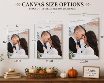 Custom Wedding Photo Canvas  Personalized Engagement Canvas Print Bridal Shower Gift  Wedding Reception Welcome Sign  Anniversary Wall Art