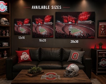Ohio Stadium Canvas Print, Football Game Day Wall Art, Man Cave Decor