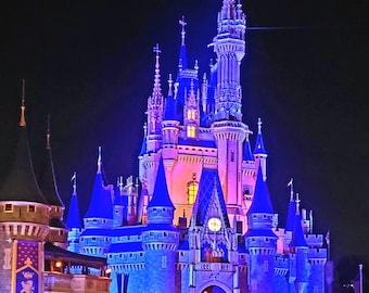 Cinderella Castle at Night Canvas | Disney Castle Wall Art | Magical Night Sky Print | Fairy Tale Home Decor