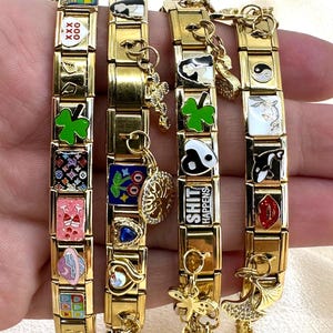 Gold Italian Charm Bracelet, Personalized Italian Bracelet, Vintage  Italy Custom Charms Bracelet, Gift for Her, Christmas or Halloween Gift