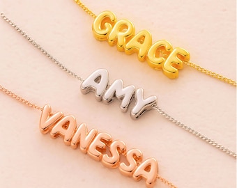 Personalized Tiny Balloon Initial Name Necklace, Mini Name Necklace, Minimalist Necklace, Personalized Gift, Gift for her, Christmas Gift