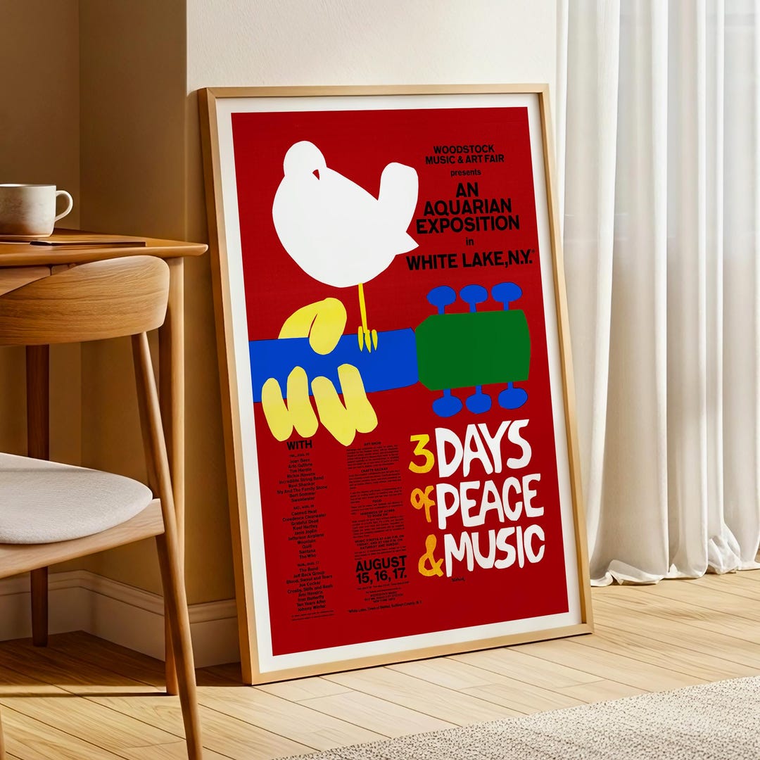 3日間の平和と音楽のポスター - ウッドストックコンサートポスター