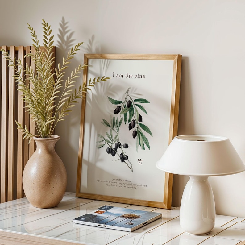 I Am the Vine - Bible Verse Print, Scripture Wall Art, Modern Christian ...