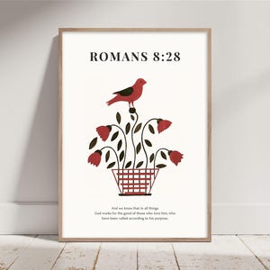 Romans 8:28 Wall Art – All Things Work for Good Bible Verse Print, Inspirational Print, Christian Wall Art, Bible Verse Poster