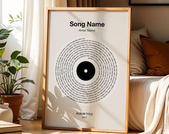 Custom Vinyl Lyrics Print - Personalized Music Gift, Custom Anniversary Gift, Custom Lyrics Poster, Personalized Lyric Print, Music Poster
