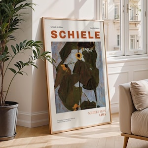 Schiele Exhibition Poster - Lima City Print, Expressionist Wall Art, Egon Schiele Botanical Poster, Vintage Museum Decor