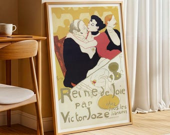 Reine de Joie Poster – Vintage Lautrec Print, Belle Époque Paris Wall Art, French Cabaret Illustration, Antique Toulouse-Lautrec Poster