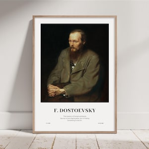 Fyodor Dostoevsky Portrait - Literary Wall Art, Dostoevsky Quote, Dostoevsky Art, Vintage Literary Art, Russian Author Poster, Quote Print