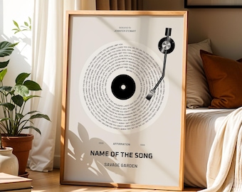 Custom Vinyl Lyrics Print - Vinyl Style Lyrics, Song Lyrics Wall Art, Personalized Music Gift, Gift for Music Lover, Album Lyrics Poster