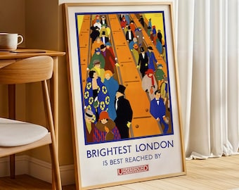 Brightest London Poster – Vintage Underground Art Print, London Transport Illustration, Art Deco Travel Poster