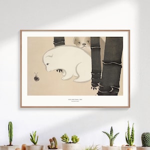 Hund und Schnecke – Kamisaka Sekka Druck, Bekannte Art Prints, Japanischer Holzschnitt, Minimalistische Tierkunst