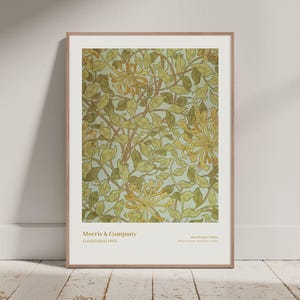 Impresión de William Morris: Impresión de madreselva, Póster de William Morris, Patrón textil vintage, Arte mural botánico, Arte mural con patrón de tapiz