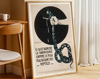 Il Faut Vaincre la Tuberculose Poster – French Vintage Health Poster, Anti-Tuberculosis Print, Retro Public Service Wall Art