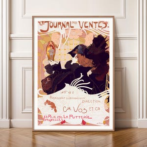 Le Journal des Ventes Poster, Adolphe Crespin Druck, Vintage Ausstellungsplakat, belgische dekorative Kunst, Jugendstil, Ausstellungswandkunst