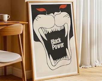 Black Power Poster – 1960s Civil Rights Art Print, Vintage Protest Graphic, Revolutionary Panther Poster, Political Wall Art