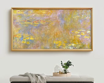 Nenúfares – Lámina artística de Claude Monet, paisaje acuático impresionista, arte mural panorámico, arte mural de gran formato, arte mural de gran tamaño