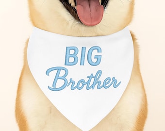 Embroidered Big Brother Dog Bandana: Pregnancy Announcement Pet Scarf