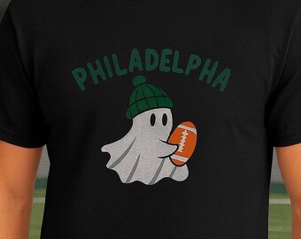 Camisa de futebol americano Ghost Philadelphia: camiseta unissex Philadelphia Crewneck, cores confortáveis para o dia do jogo