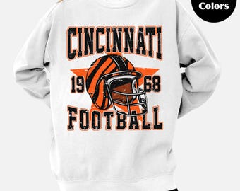Vintage Cincinnati Football Comfort Colors Tee or Sweatshirt: Retro Game Day Outfit