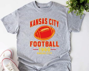 Camiseta de futebol americano do Kansas City, suéter esportivo retrô, camiseta para o dia do jogo em cores confortáveis