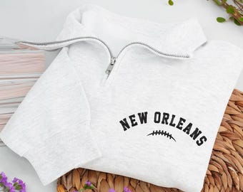 Embroidered New Orleans Football Quarter-Zip Sweatshirt: Cozy Game Day Pullover