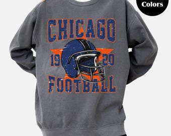 Vintage Chicago Football Sweatshirt: Comfort Colors Retro Game Day Tee