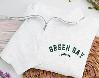 Embroidered Green Bay Football Quarter-Zip Sweatshirt: Cozy Game Day Pullover