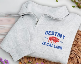 Buffalo Embroidered Quarter Zip Sweatshirt – Destiny Is Calling Retro Sportswear
