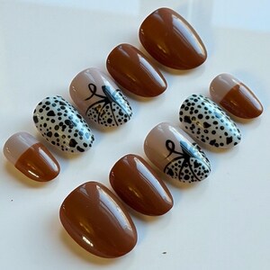 Chic Patch | Custom Press On Nail Set | Fall Autumn Brown White Black Modern