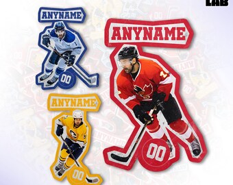 Custom Sports Player Photo Name Sticker, Personalized Ice Hockey Name Number Vinyl Water Bottle Stickers Hockey Team Gifts for Him