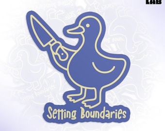 Setting Boundaries Sticker, Funny Duck Mental Health Humor Introvert Anxiety Waterproof Vinyl Stickers for Water Bottle, Laptop, Gifts Decor