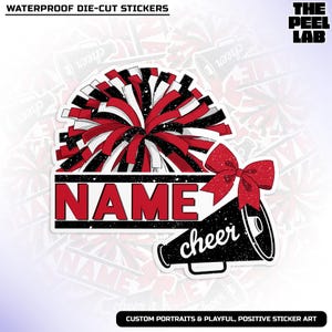 Custom Cheerleader Name Sticker, Personalized Sports Cheer Mom School Spirit Die Cut Waterproof Vinyl Water Bottle Sticker Tumble Stickers