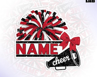 Custom Cheerleader Name Sticker, Personalized Sports Cheer Mom School Spirit Die Cut Waterproof Vinyl Water Bottle Sticker Tumble Stickers