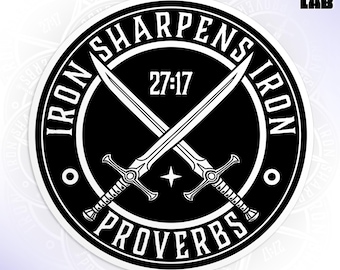 Iron Sharpens Iron Sticker Proverbs 2717 Sticker, Bible Christians Waterproof Vinyl Water Bottle, Laptop Sticker